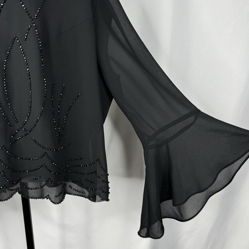 Vintage Dress Barn Womens Black Beaded Top Size 24W Party Chic Cocktail Elegant - Picture 3 of 7